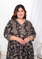Miravan Women's Plus Size Yoke Embroidery Multi Anarkali Kurta and Palazzo Set | Grocsy