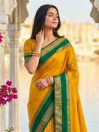 Shree Shyam Fashion Yellow Silk Blend Saree | Grocsy