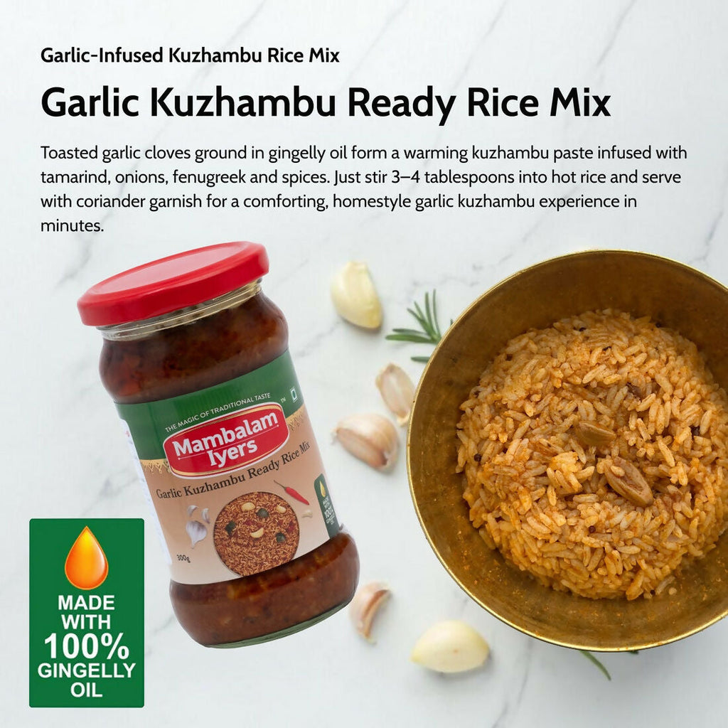 Mambalam Iyers Garlic Kuzhambu Ready Rice Mix | Grocsy
