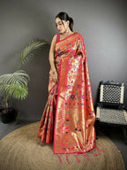 Joban Fashion Rani Pink Intricate Zari Weaving & Vibrant Motifs Soft Silk Paithani Saree | Grocsy