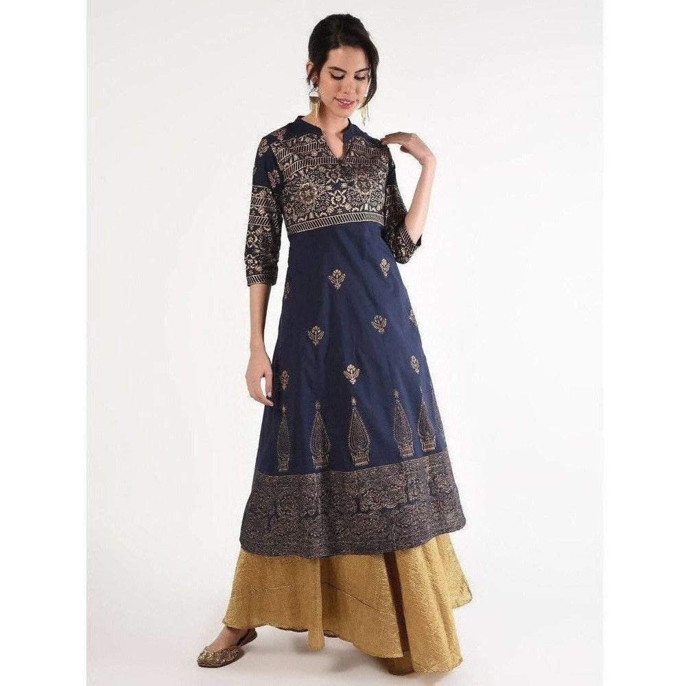 Cheera Women's Hand Block Print Anarkali Kurta (CH-031K) | Grocsy