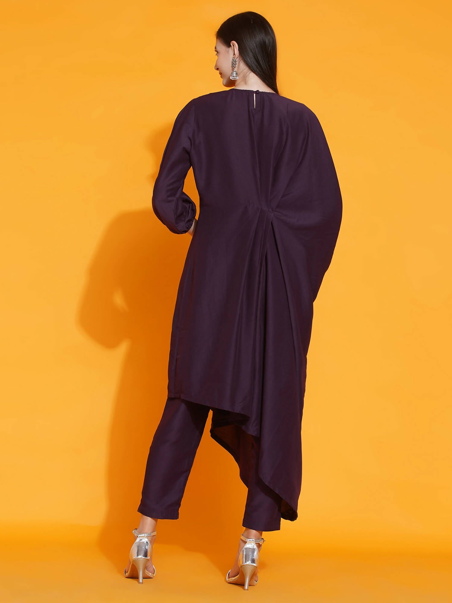 Women Republic Purple Fusion Style Kurta With Hand Embellishment And Pants | Grocsy