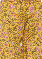 Little Bansi Girls Cotton Embroidery Kurta with floral sharara with Dupatta - White & Yellow | Grocsy