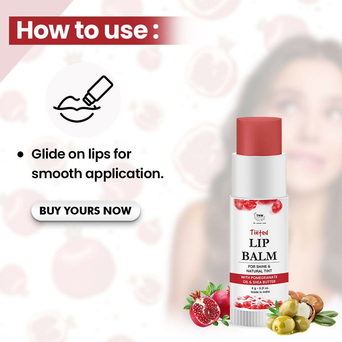 The Natural Wash Moisturizing Pomegranate Tinted Lip Balm | Grocsy