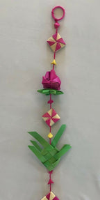 Shuddh Natural Hand Made Palm Leaf Fish & Lotus Hanging | Grocsy