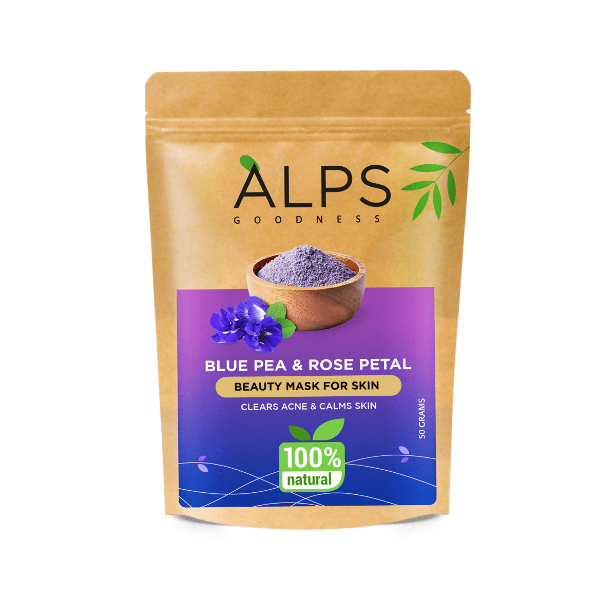 Alps Goodness 100% Natural Blue Pea & Rose Petal Beauty Mask For Skin | Grocsy