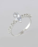 VOJ white CZ-detail Stainless Steel Cubic Zirconia Silver Plated Adjustable Finger Ring | Grocsy