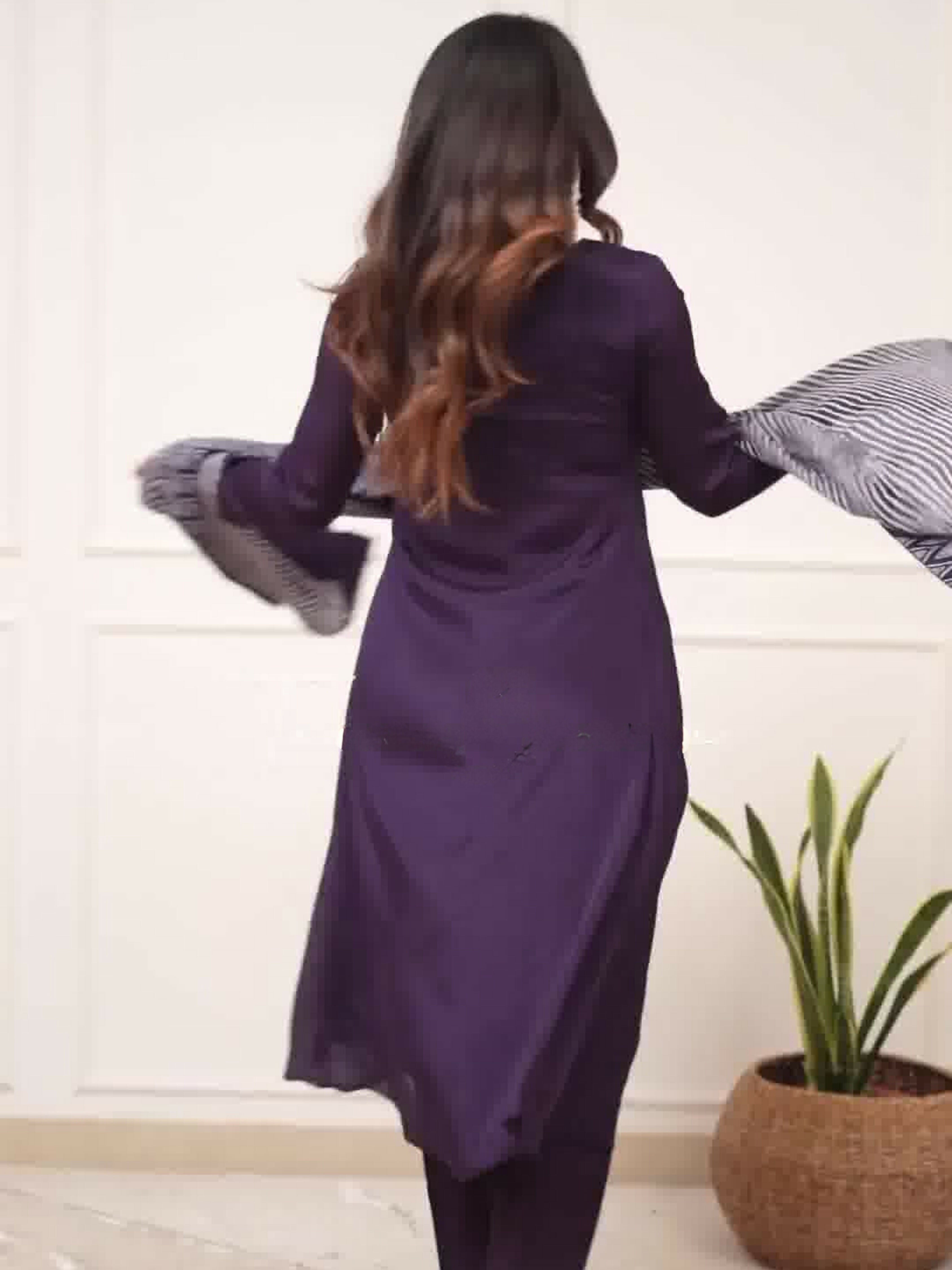 Partywear Designer Viscose Silk With Lining Wine Stitched Suit With Dupatta - Tanisha | Grocsy