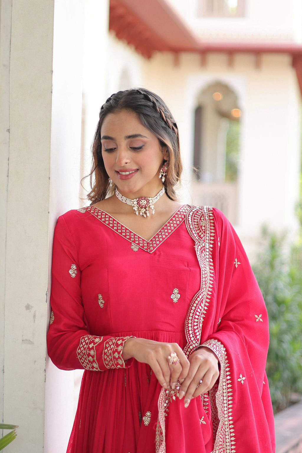 Joban Fashion Pink Readymade Kurta Set With Sequence embroidery Work | Grocsy