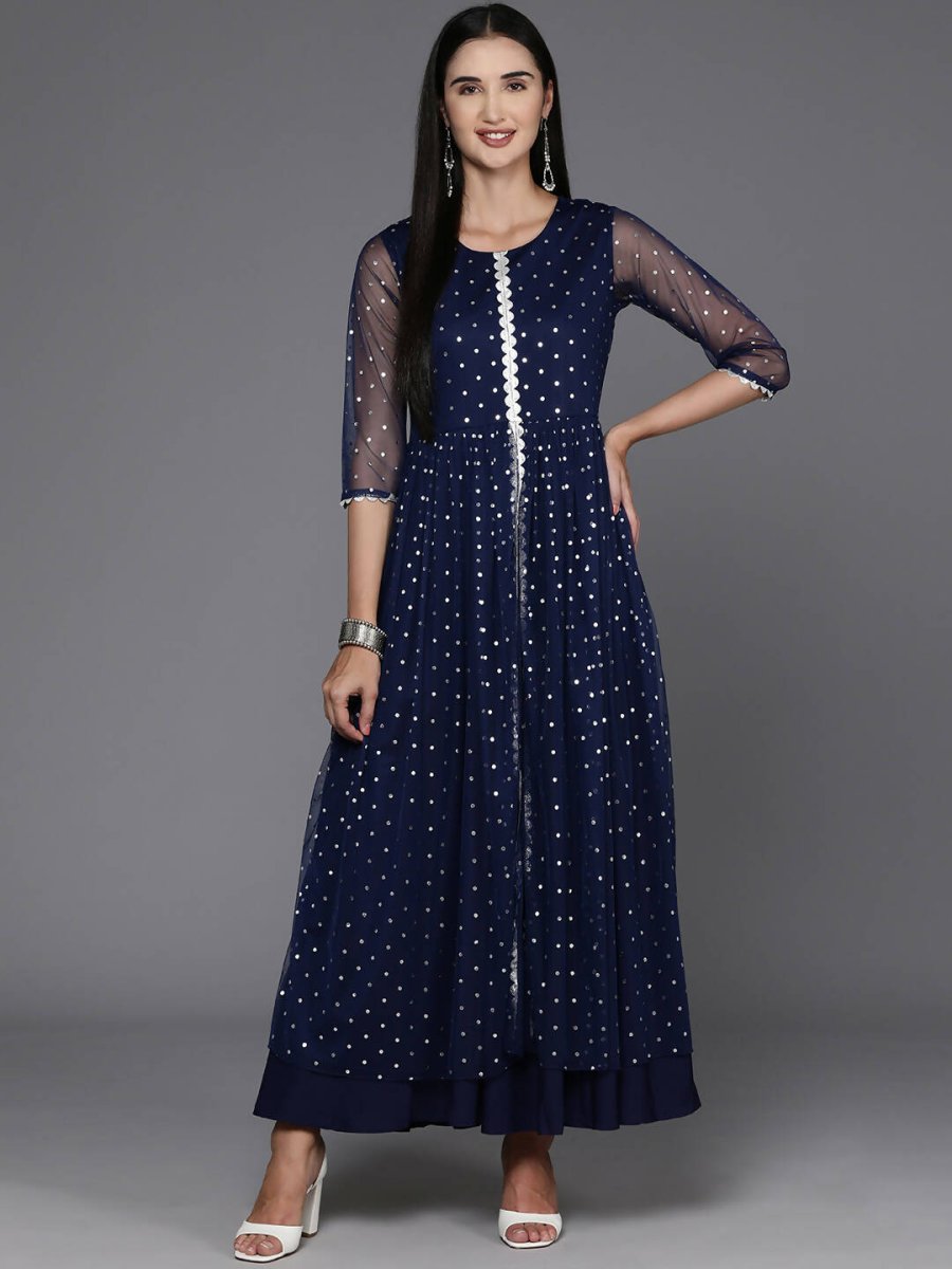 Ahalyaa Women's Traditional wear Ethnic Dress - Navy Blue | Grocsy