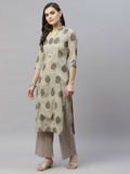 Miravan Women's Pure Cotton Printed Straight Kurta And Palazzo | Grocsy