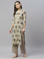 Miravan Women's Pure Cotton Printed Straight Kurta And Palazzo | Grocsy