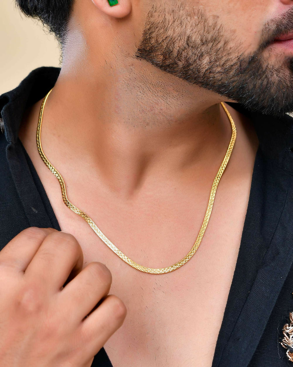 VOJ Men's Gold-Polished Thick Snake Chain | Grocsy