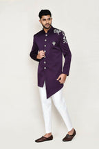 Joban Fashion Purple Colored Polyester Fabric Indo Western With Straight Fir Pant | Grocsy