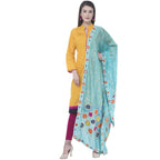A R Silk Light Firozi Color Silk Multi Rasgulla Dupattas and Chunnis | Grocsy