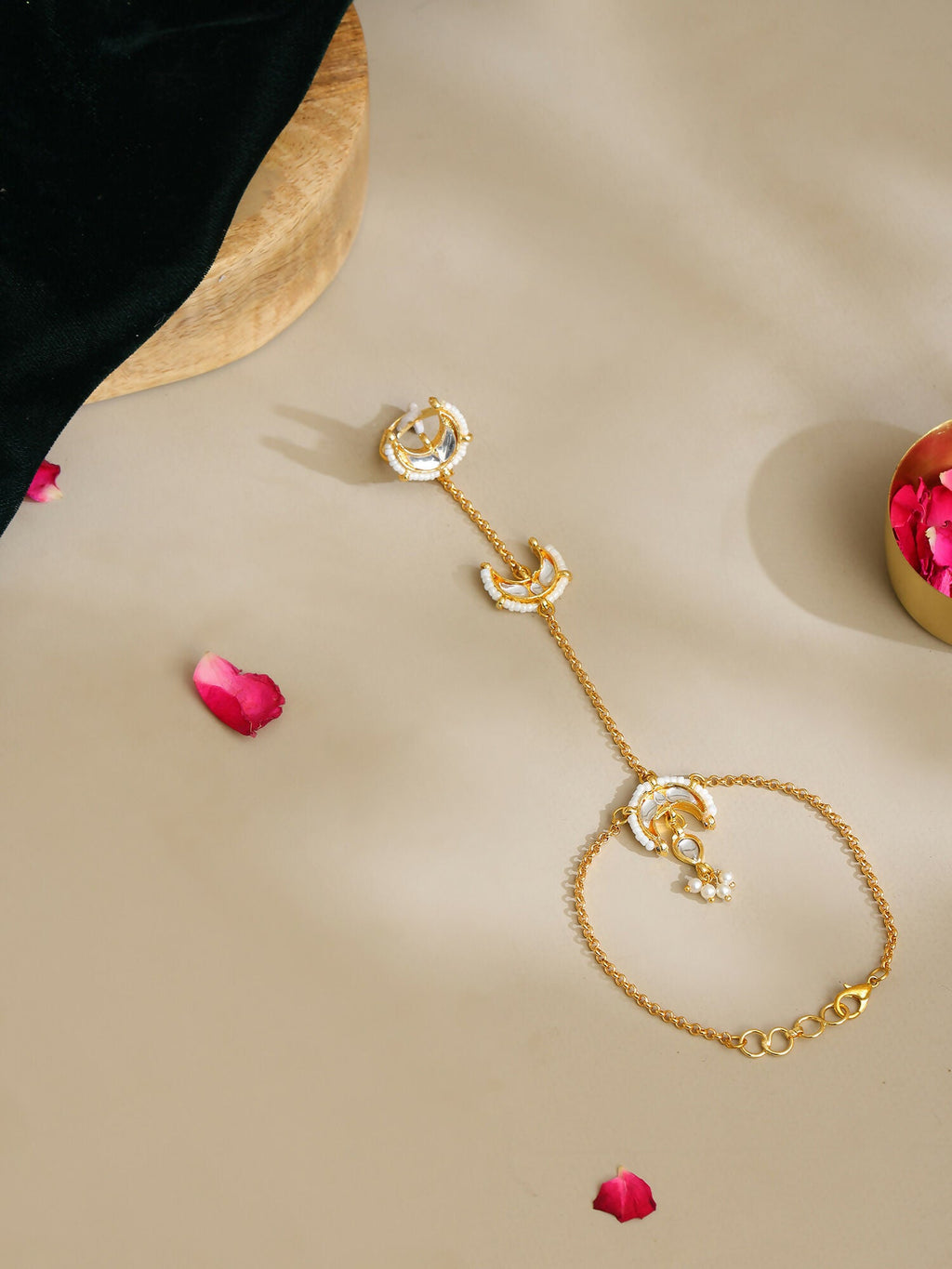 Ruby Raang Gold Chand Kundan Haath Phool | Grocsy