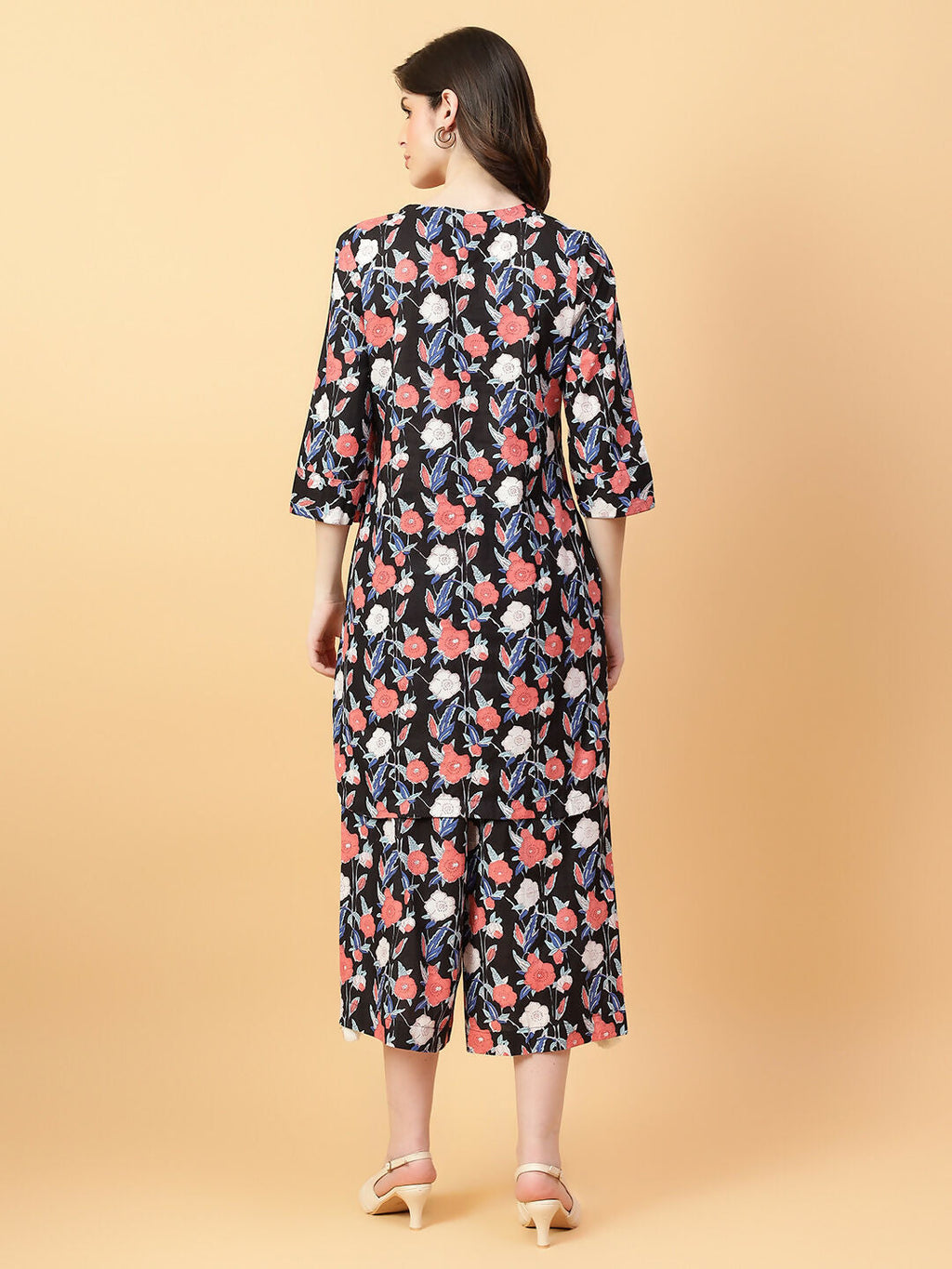 Joban Fashion Black Cotton Printed & Hand Work Co-ord Set | Grocsy