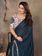Partywear traditional Georgette Morpich Fancy Saree - Anbazaar | Grocsy