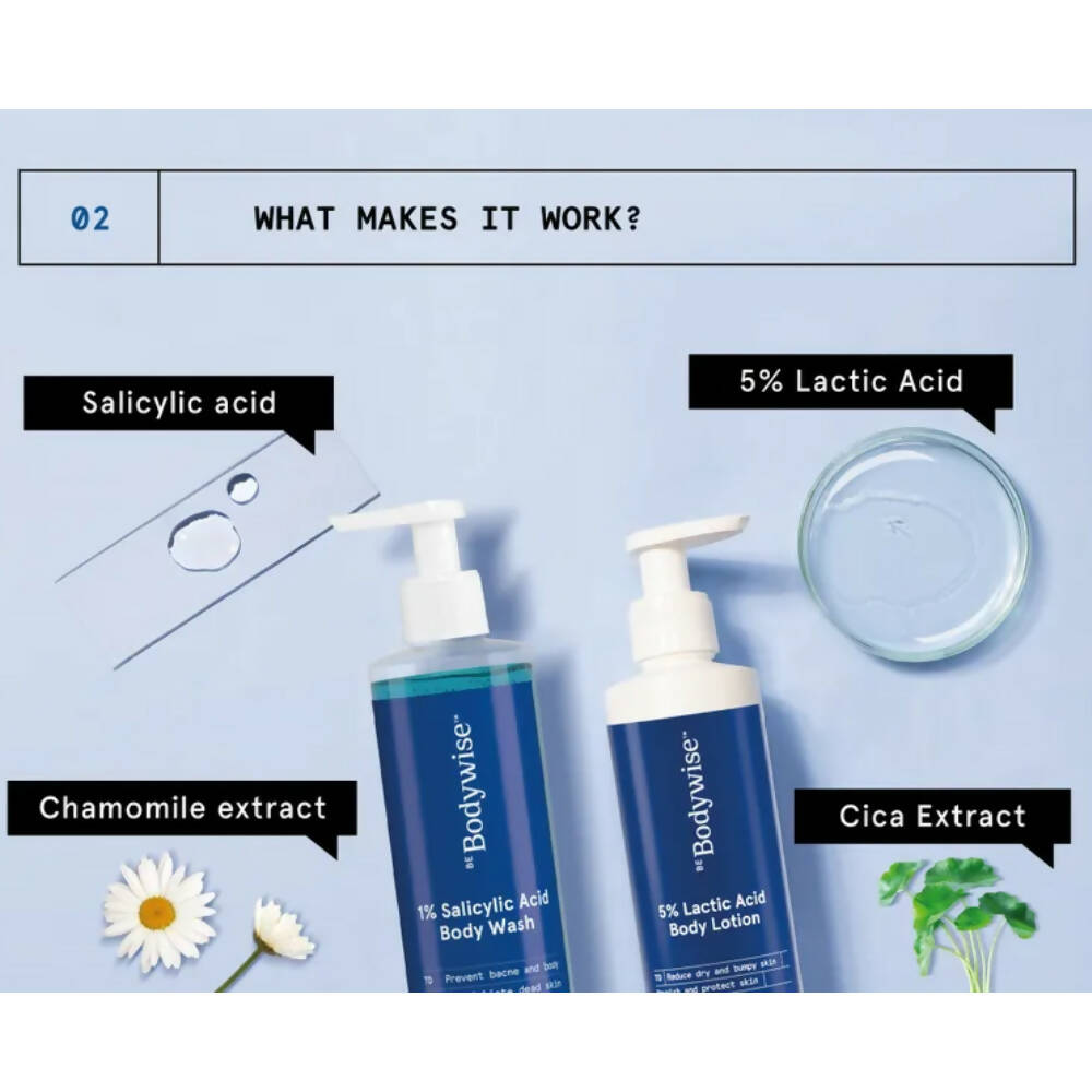 BeBodywise 1% Salicylic Acid Body Wash and 5% Lactic Acid Body Lotion | Grocsy
