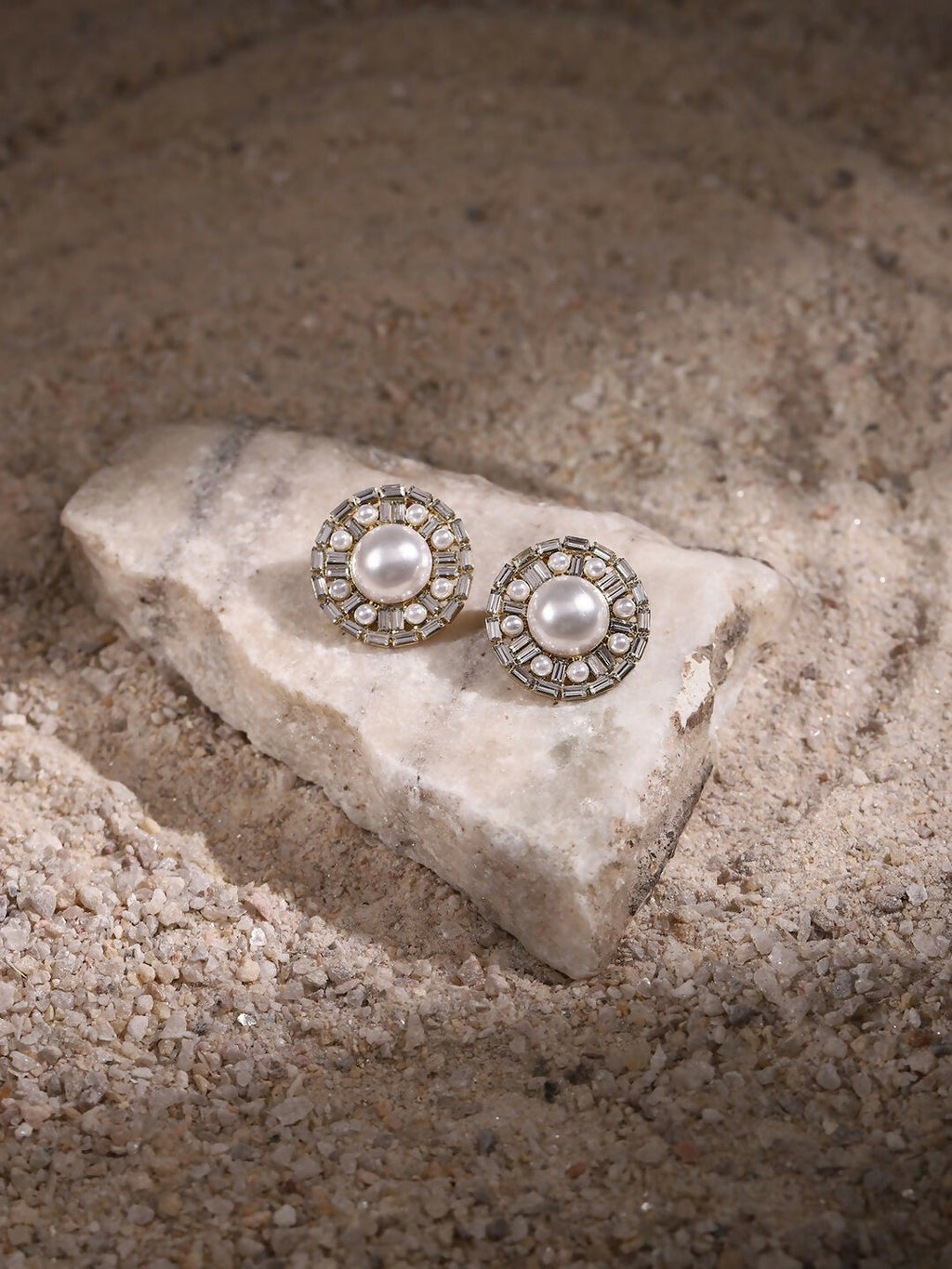 Round Pearl Earrings- Ruby Raang | Grocsy