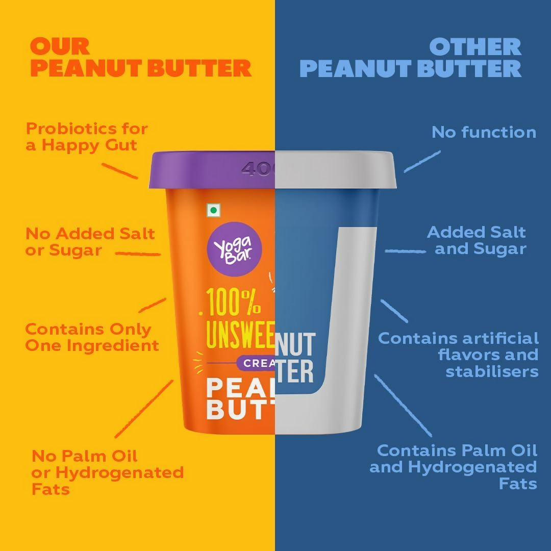 Yoga Bar 100% Pure Peanut Butter Creamy & Yummy Unsweetened | Grocsy