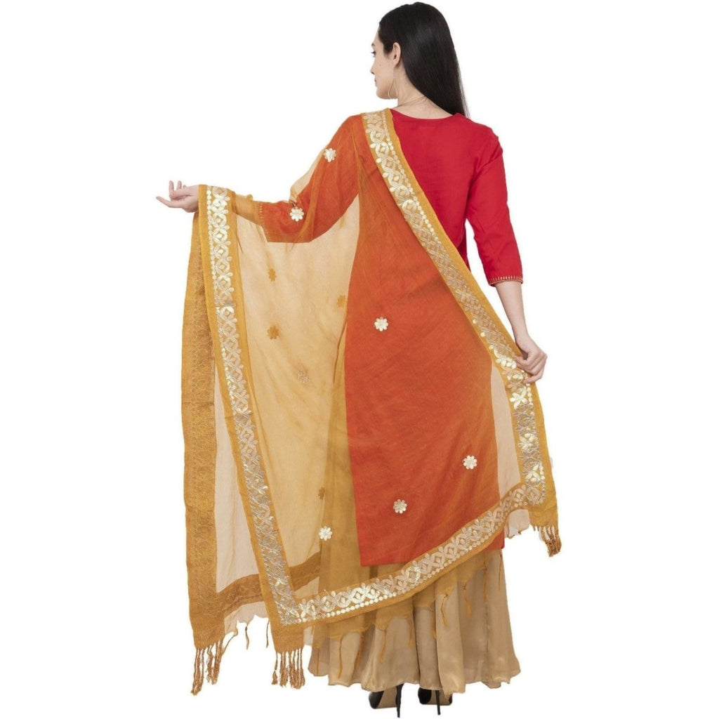A R Silk Orgenza Gota Patti Fancy Dupatta Color Musturd Dupatta or Chunni | Grocsy