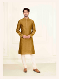 Joban Fashion Musturd Jacquard Kurta Pyjama | Grocsy