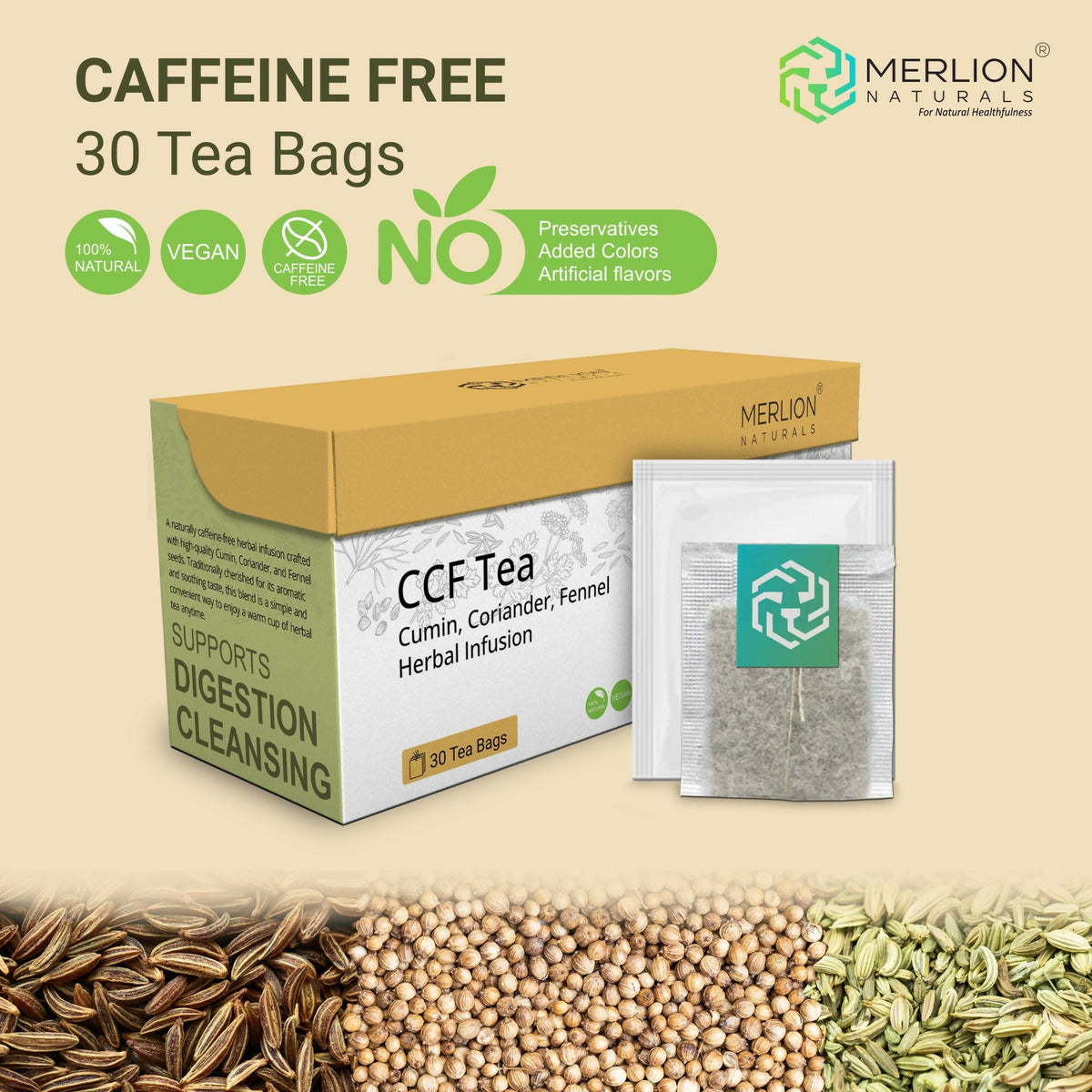 Merlion Naturals CCF Tea (Cumin, Coriander and Fennel Tea Bag) | Grocsy