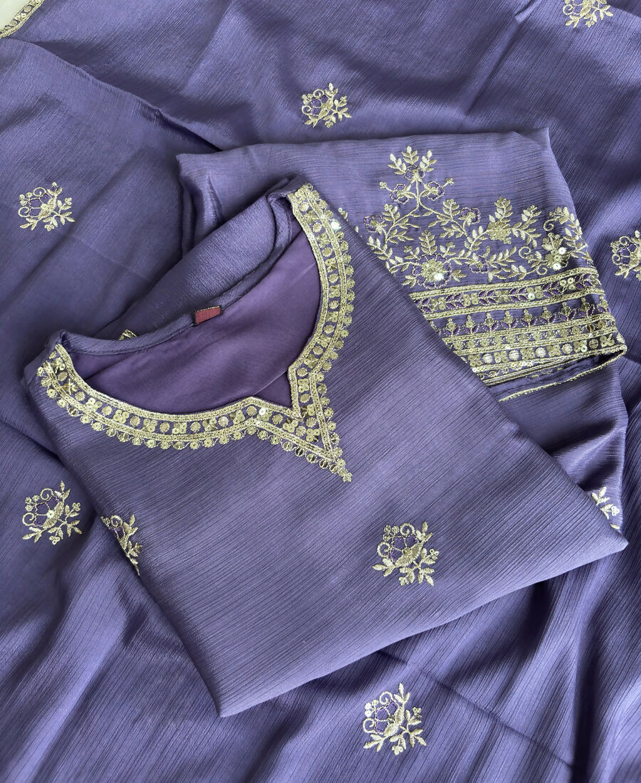 KC Lilac Ethnic Wear Ready Made Chinon Suit For Women | Grocsy