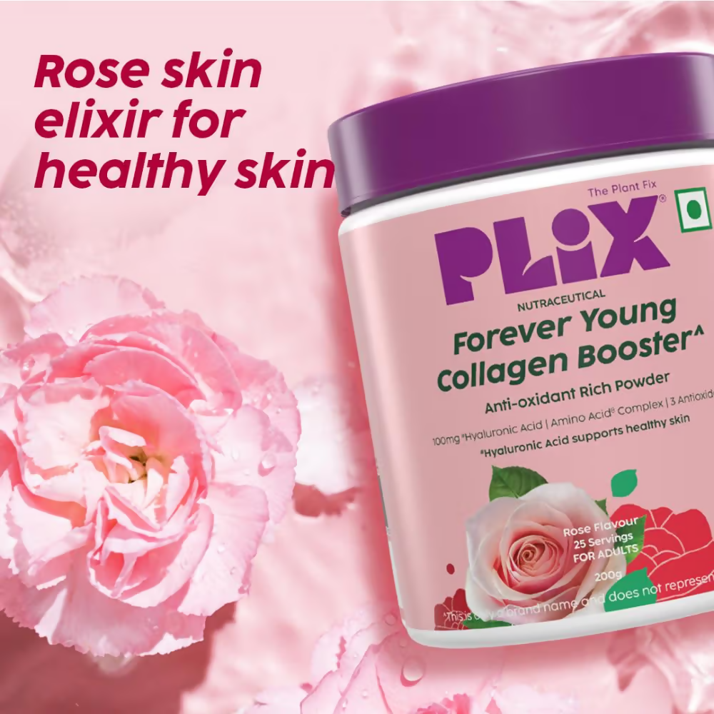 PLIX The Plant Fix Plant-Based Collagen Builder, Advanced Anti-Ageing Formula- Rose | Grocsy