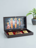 Golden Peacock 24 Ct Gold-Polished & Brown Ram Darbaar Pooja Box | Grocsy