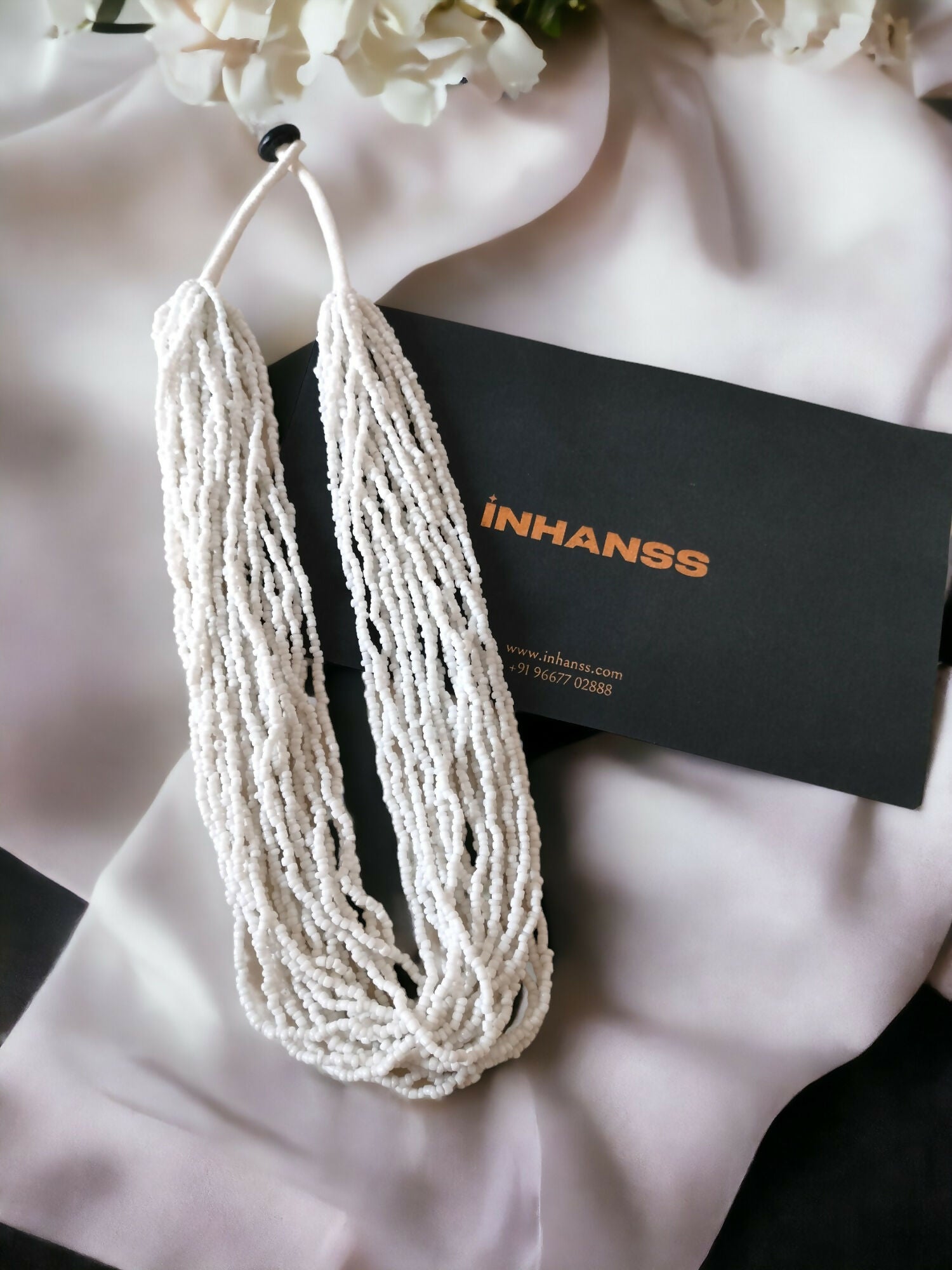 Inhanns Handmade Beaded Multilayer Necklace, 20 Layers - White | Grocsy