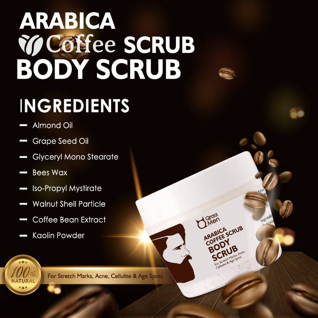 Qraa Men Arabica Coffee Scrub Body Scrub | Grocsy