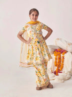 Joban Fashion Girl's White & Yellow Color Sharara Set | Grocsy
