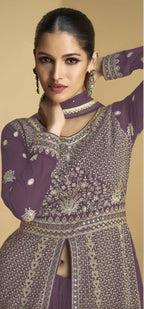 Vastranavya Lite Lavender Georgette Embroidered Sequins Work Anarkali Style A Line Suits | Grocsy