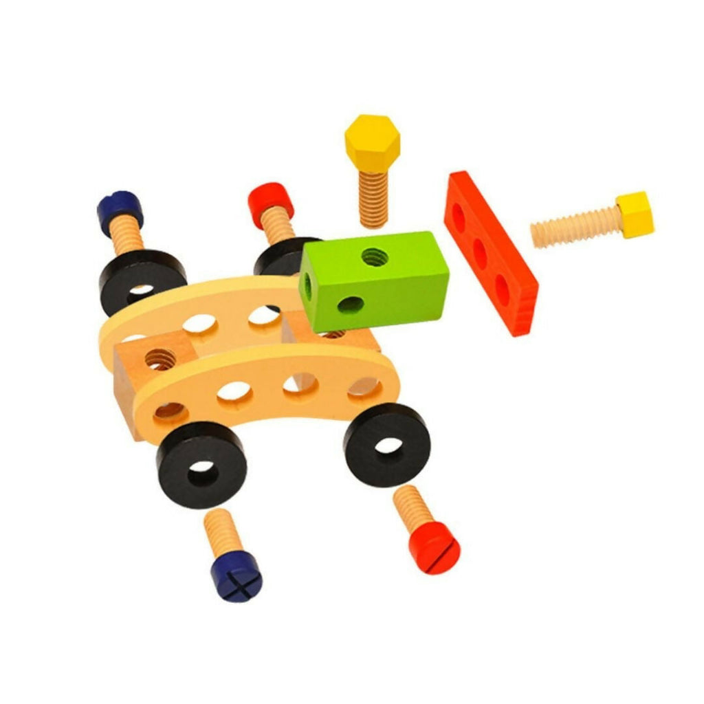 Nesta Toys Wooden Tool Kit Set with Tool Box, Pretend Play Portable Construction Tools Kit Toys for Kids, 36 Piece (3-8 Years) | Grocsy
