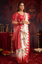 Joban Fashion Off White Silk Blend Garad Saree | Grocsy
