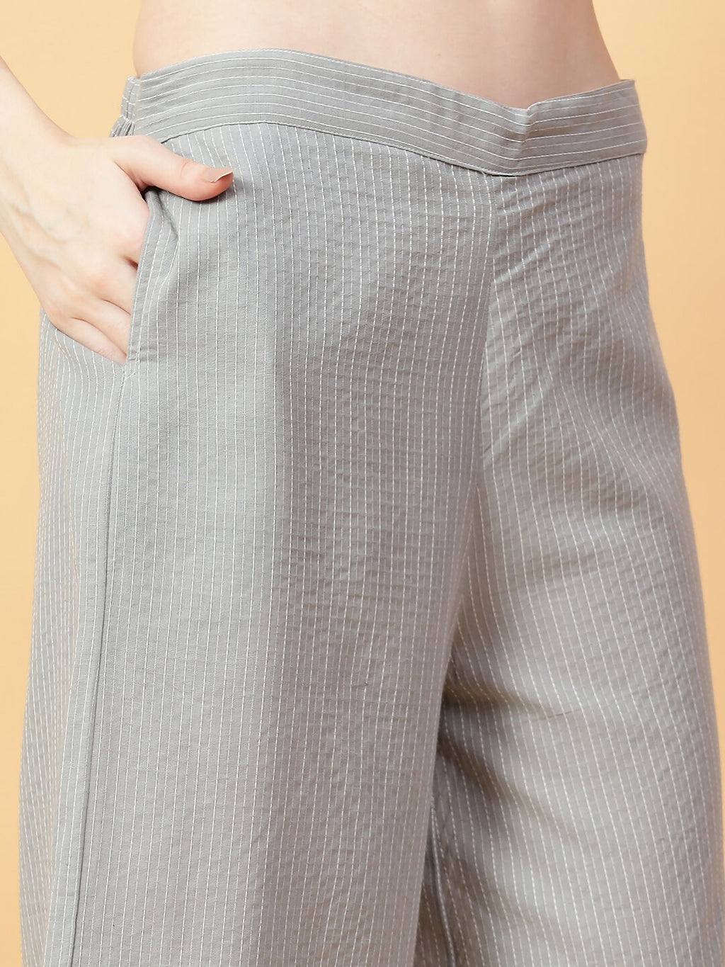 Joban Fashion Grey Cotton Khatha & Hand Work Co-ord Set | Grocsy