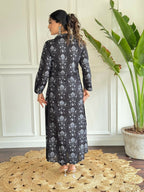 Black Pure Cotton Printed Anarkali Suit with Dupatta - Rashmika | Grocsy