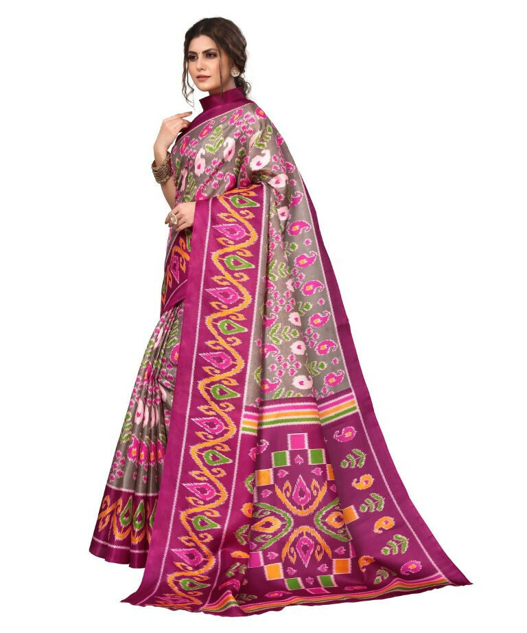 Vamika Purple Printed Art Silk Saree | Grocsy