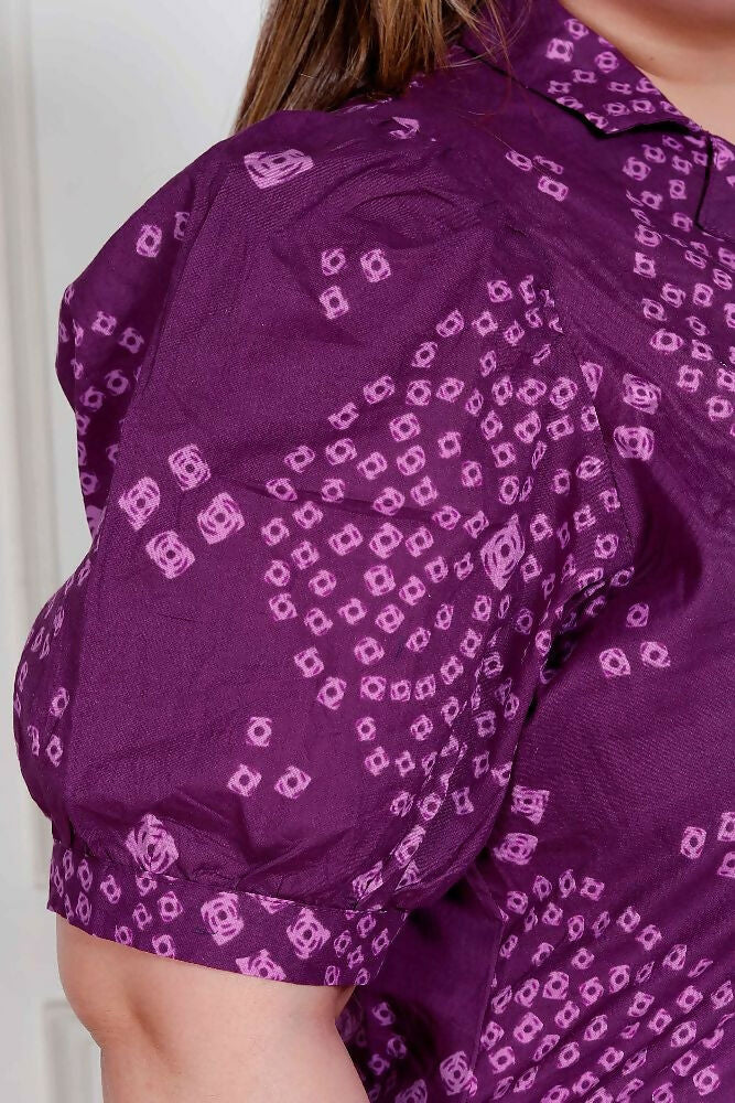 Miravan Plus Size Womens Purple Bandhani Printed A-Line Maxi Dress | Grocsy