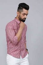 Miravan Men's Pink Spread Collar Floral Print Casual Shirt | Grocsy