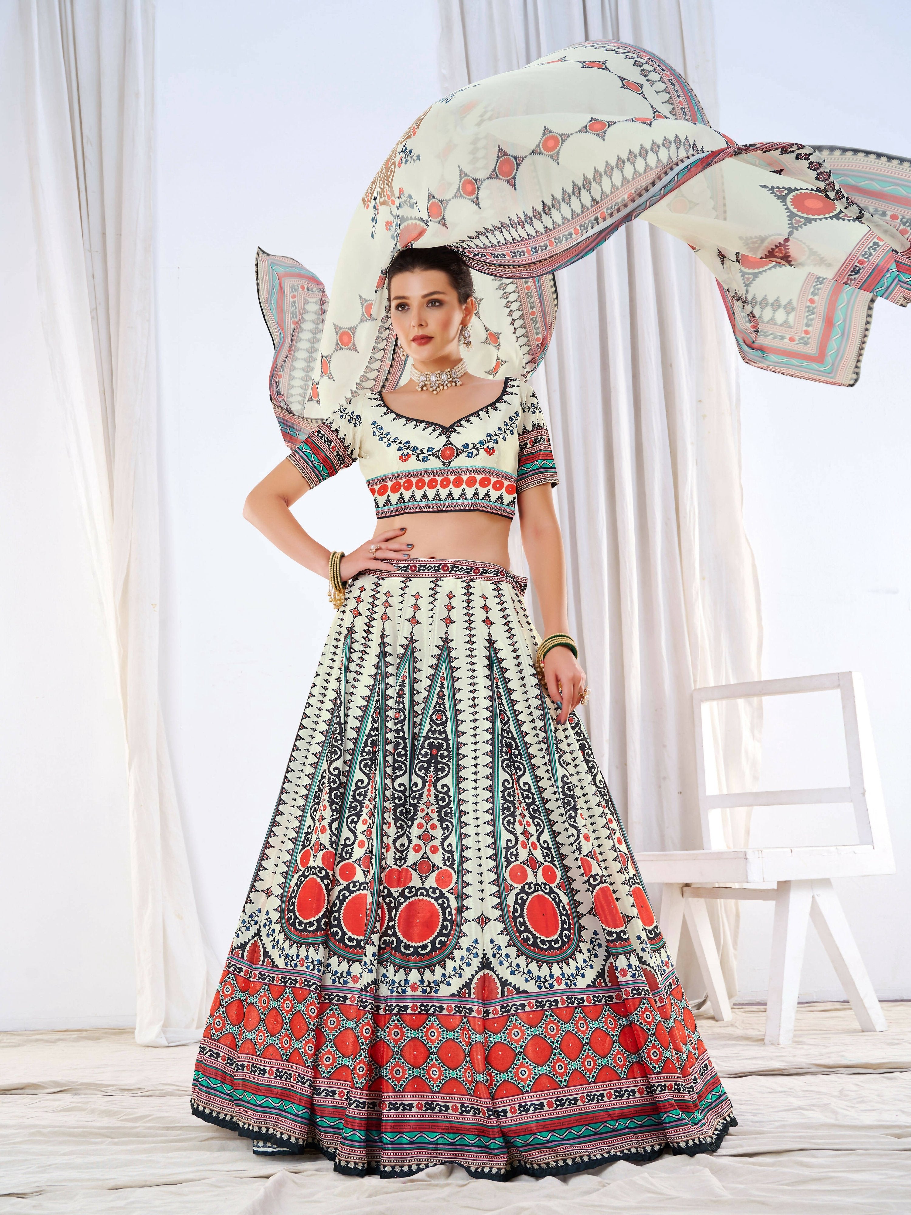Wedding Designer White Chinon Lehengha Choli - Anbazaar | Grocsy