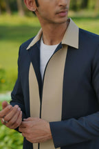 Duo Draft Navy Blue Shacket by Hilo Design | Grocsy