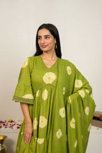 Joban Fashion Green Tie & Dye Cotton Suit Set | Grocsy
