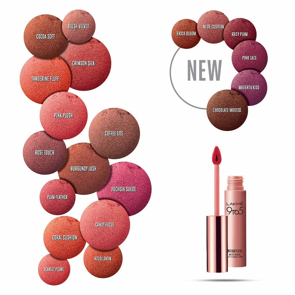 Lakme 9 to 5 Weightless Mousse Lip & Cheek Color - Tangerine Fluff | Grocsy