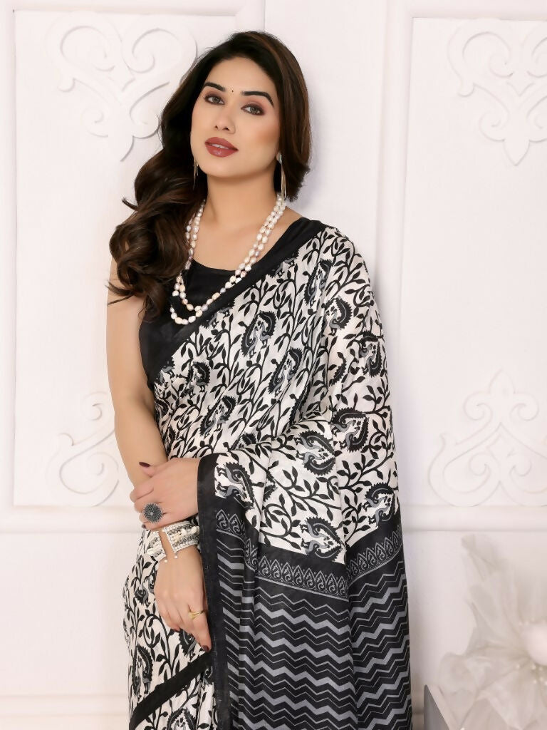 Designer Partywear White Khadi Fancy Saree - Kanak | Grocsy
