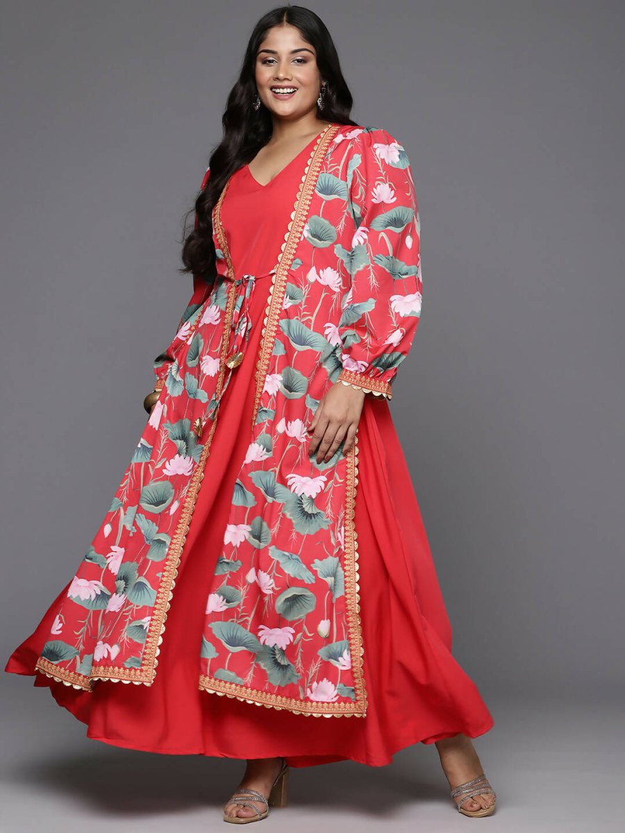 Ahalyaa Women's Traditional wear Ethnic Dress - Red | Grocsy