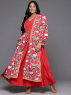 Ahalyaa Women's Traditional wear Ethnic Dress - Red | Grocsy