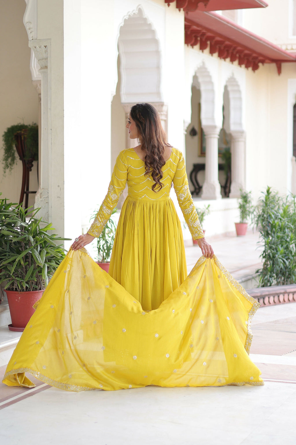 Joban Fashion Yellow Readymade Kurta Set With Sequence embroidery Work | Grocsy